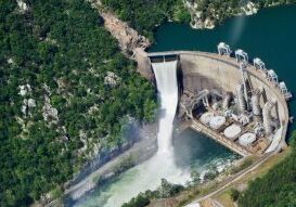 Water flowing from Smith Mountain Lake into the lower reservoir of Leesville Lake
